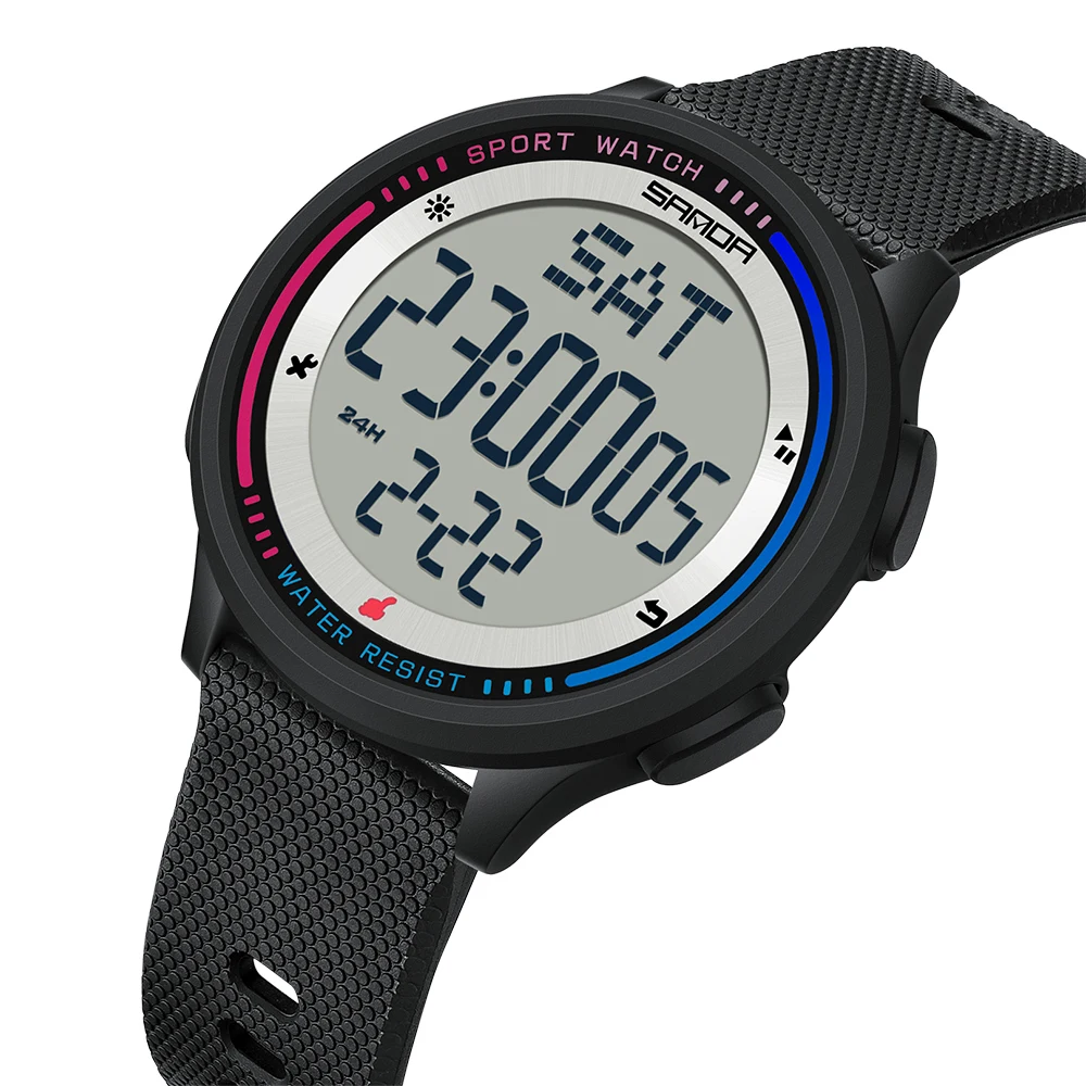 Modische Herren- und Damen-Digital-Sportuhr, Wasserdichte Elektronische Armbanduhr mit Countdown/Wecker/Datumsanzeige/LED-Hintergrundbeleuchtung