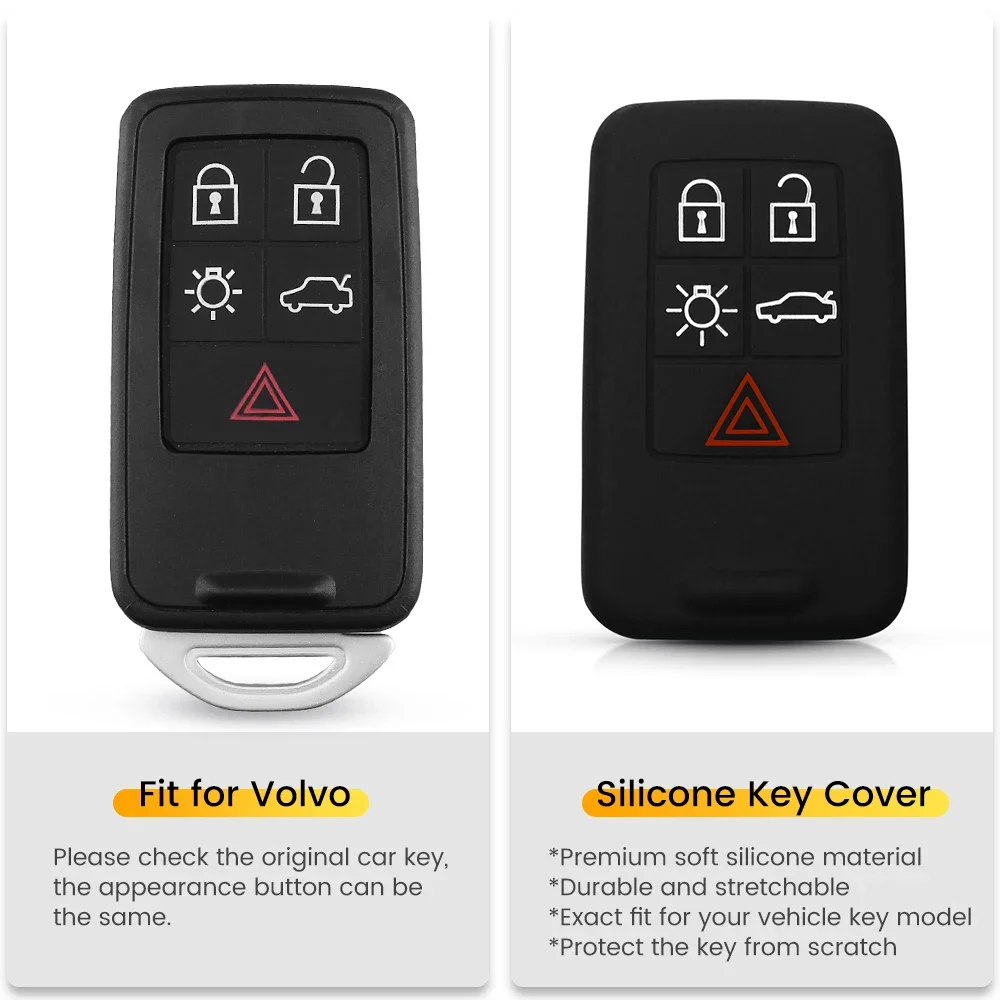 KEYYOU Silicone Remote Car Key Case Cover For Volvo XC60 XC40 S90 V40 XC70 V70 S40 V50 Accessories Smart Car Key Fob 5 Buttons