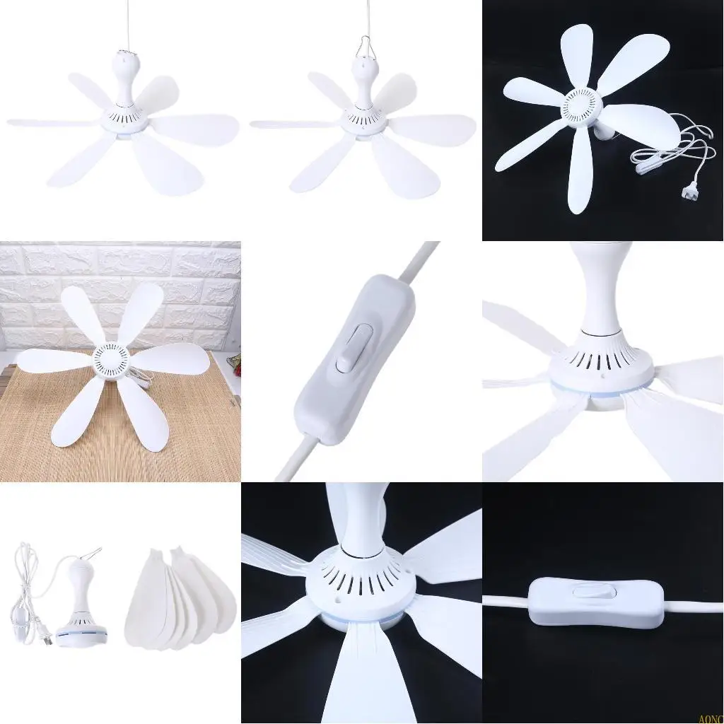 

A0NC AC 220V 20W 6 Листья 16,5 "Потолочный вентилятор мини -вентилятор сетки вентилятора с 1,8 -метровым шнуром, не может AC