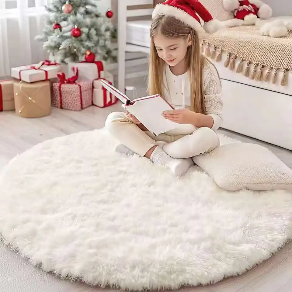 VIKAMA Fluffy Shaggy Carpet Non-Slip Washable Children's Room Carpet Sofa Carpet Living Room Carpet Bedside Rug Home Decoration