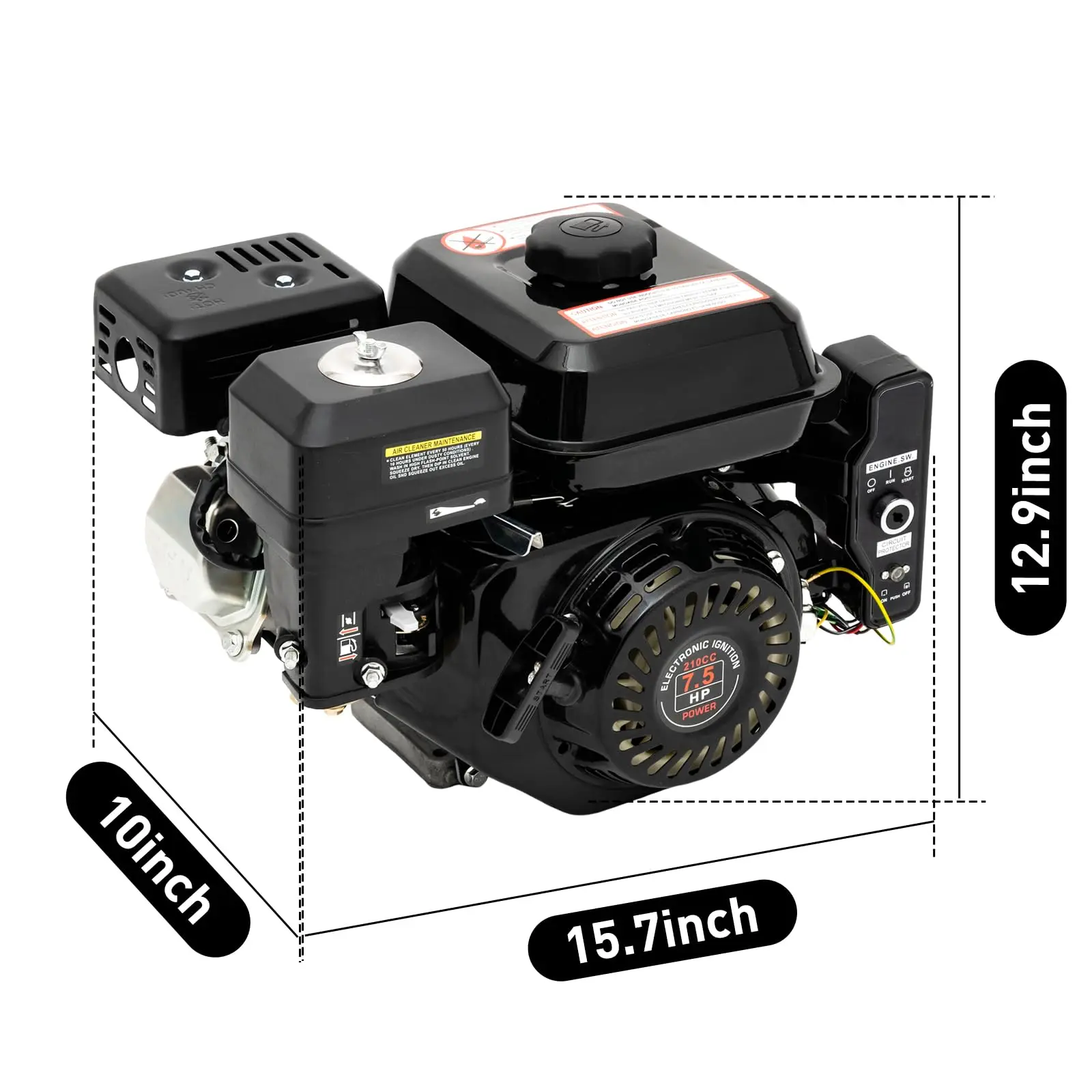4-Stroke Electric Start Horizontal Engine 210CC Go-Kart Fuel Engine, Single-Cylinder Air-Cooled Fuel Engine