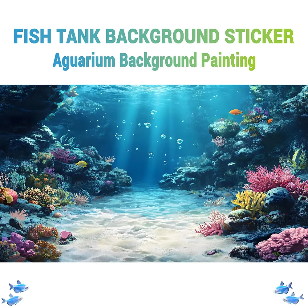 Regenbogen-Korallenriff, Aquarium-Hintergrundmalerei, Aufkleber für die Aquarium-Hintergrundmalerei, selbstklebend, Landschaftsornamente