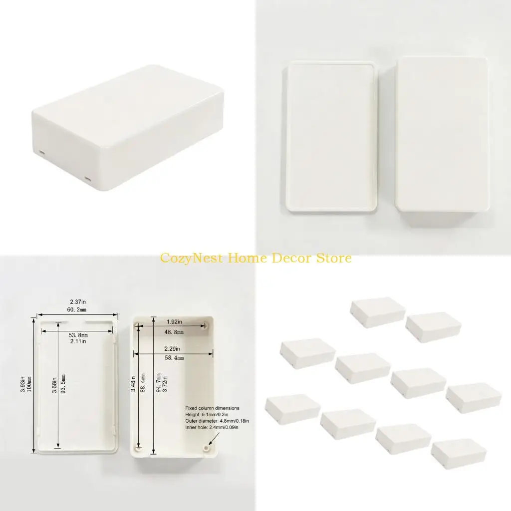 92MF Electrical Wire Enclosure Case, ABS Rectangular Housing with Side Openings, 10 Pack for Indoor Cable Installation Use