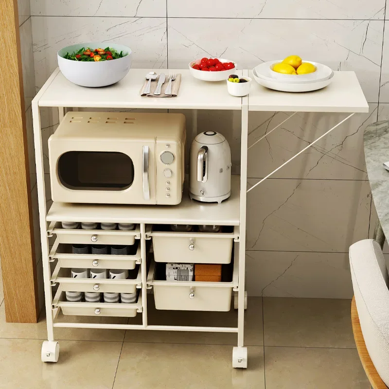 White kitchen storage rack, microwave oven rack, household multifunctional storage cabinet