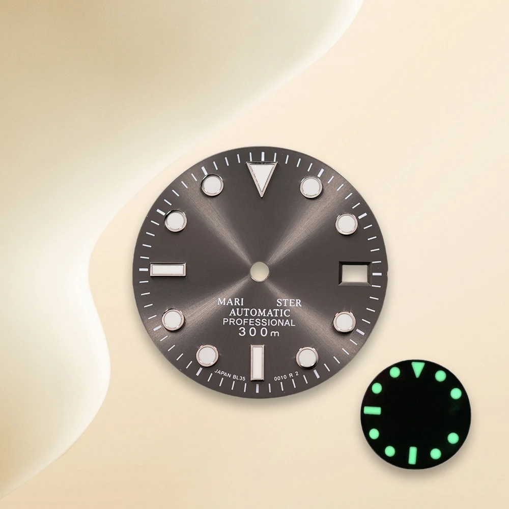 Cadran S NH35 28.5mm, SUB/SKX007 Mod, cadran rayon de soleil pour mouvement NH35/NH36 C3, accessoires de Modification de montre lumineuse verte