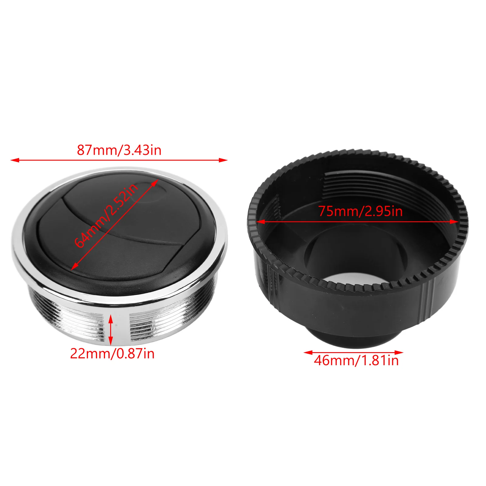 Dashboard Air Outlet Deflector Dash Air Conditioning Deflector Round ABS Electroplating Black Universal for RV Boat Bus Car