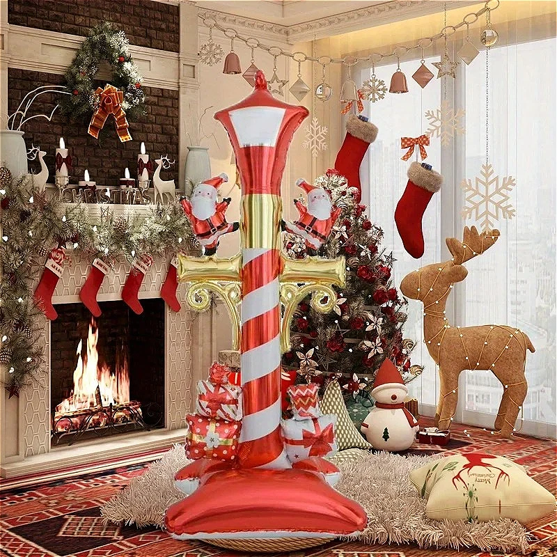 Weihnachten Folienballon Neujahr Schneemann Weihnachtsmann Stehender Straßenlaternenballon für Kinder Party Geschenk Home Decorats Supplies