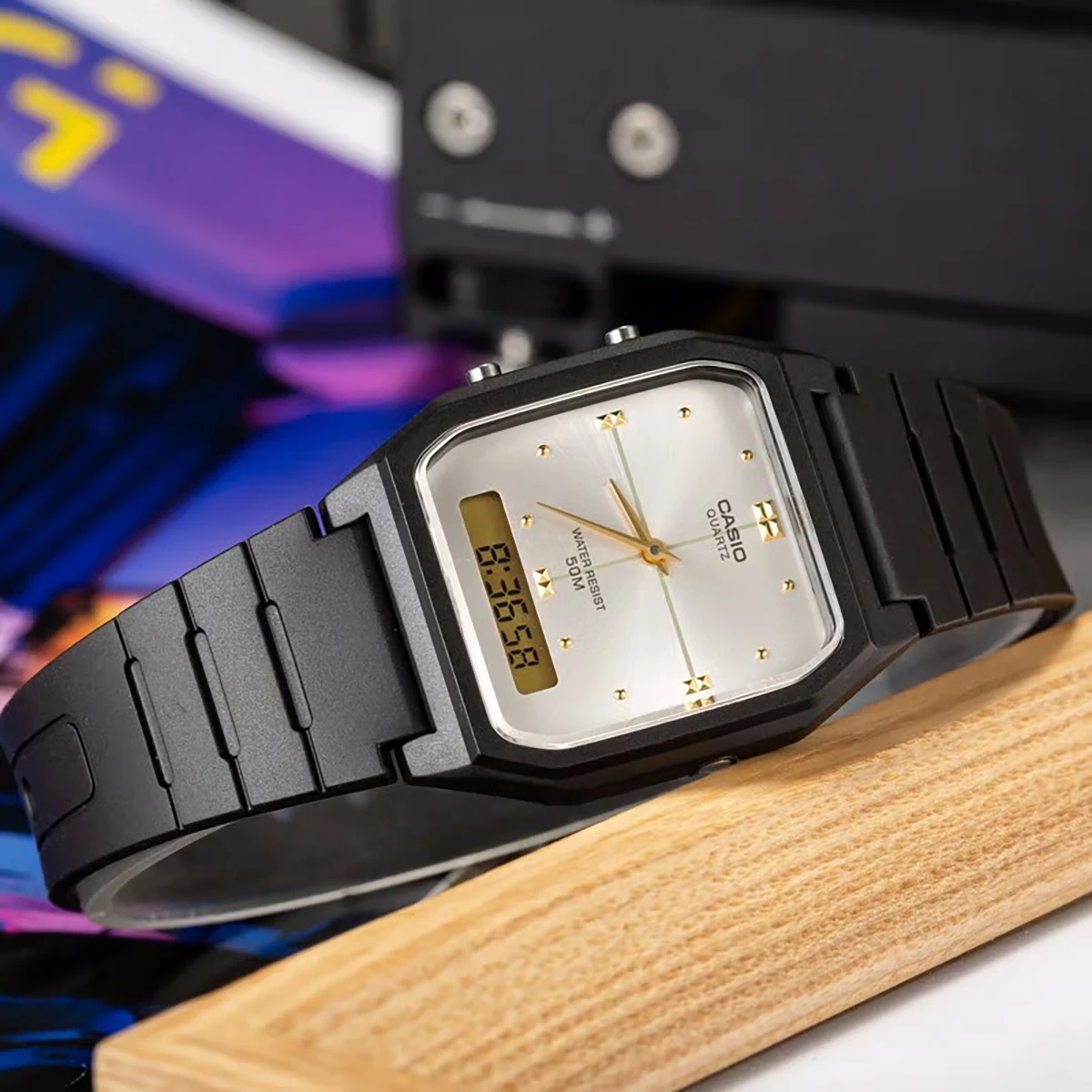 Casio Men's Square Retro Fashion Watch Dual Display Timekeeper relogio masculino AW-48HE-7A