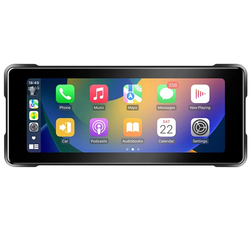 Jansite 6,86 Zoll tragbarer Motorrad-DVR, kabelloses Carplay, Android Auto Mirror Link, IP67 wasserdicht, BT5.0 GPS-Display