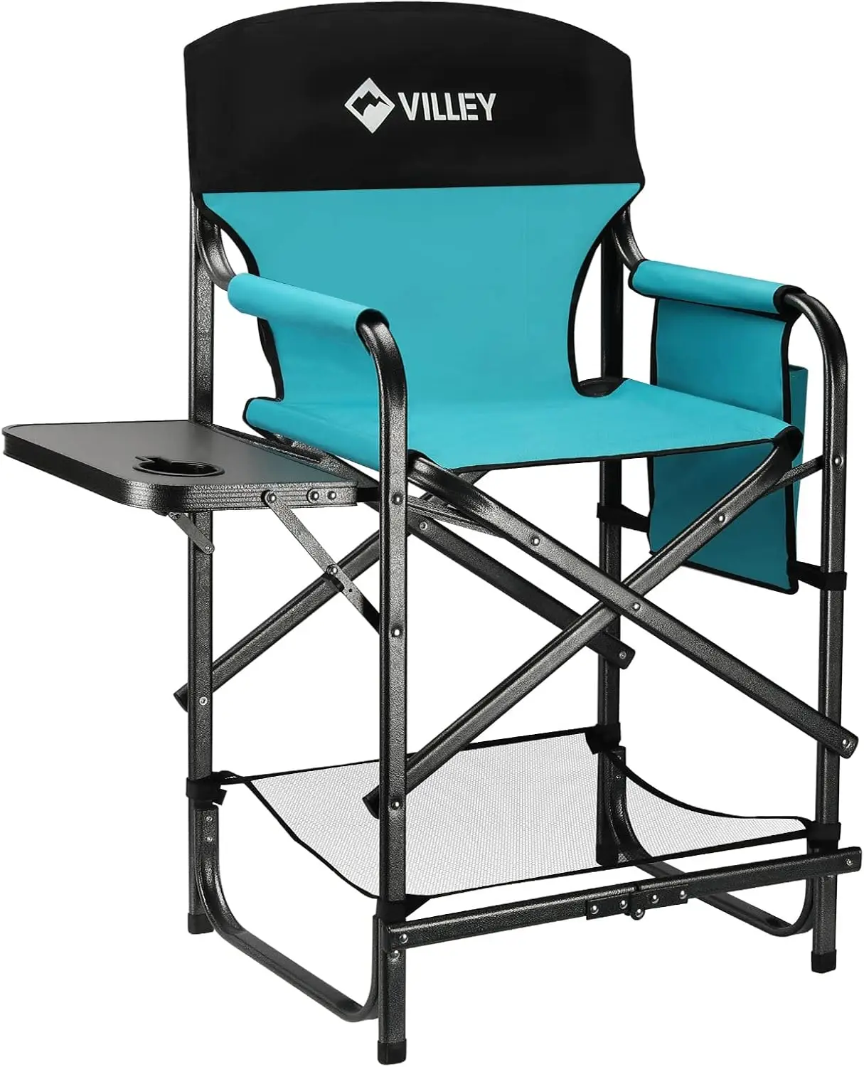 VILLEY Tall Directors Chair, Folding Camping Chairs, Makeup Artist Chair with Foot Rest, 900D Fabric for Tailgating Camp Lawn Pi