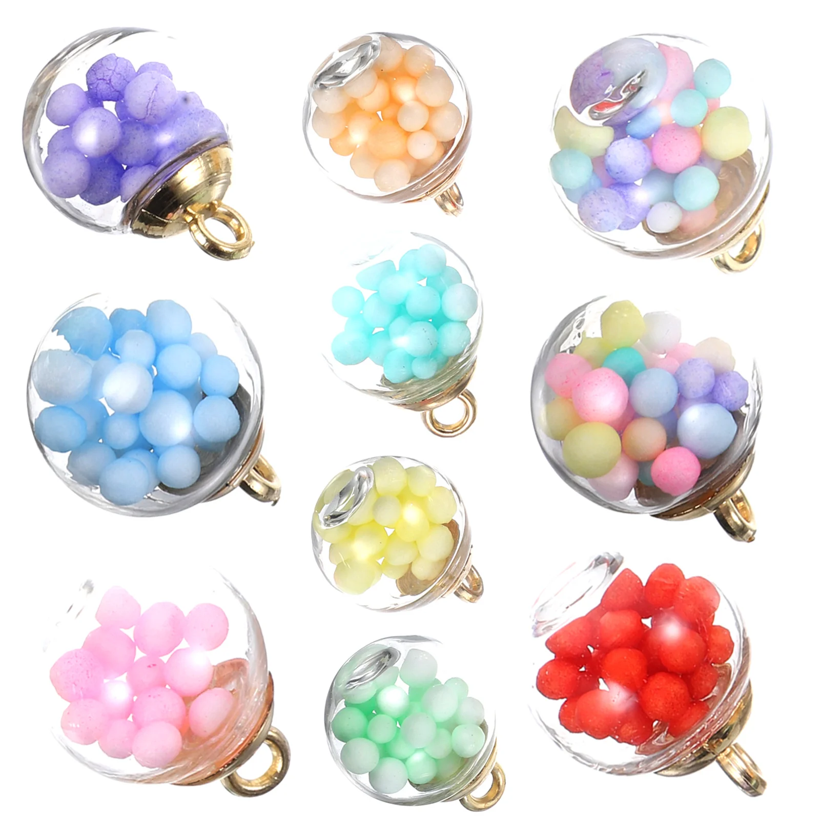 

10Pcs DIY Glass Balls Charms Clear Hanging Pendants for Jewelry Making Earring Keychain Necklace Craft Accessories