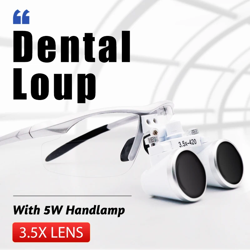 3.5X420mm Medical Dental Magnifier Light With Headlight Light Power With Adjustable Lamp Lab Medical Loupes Magnification Binocu