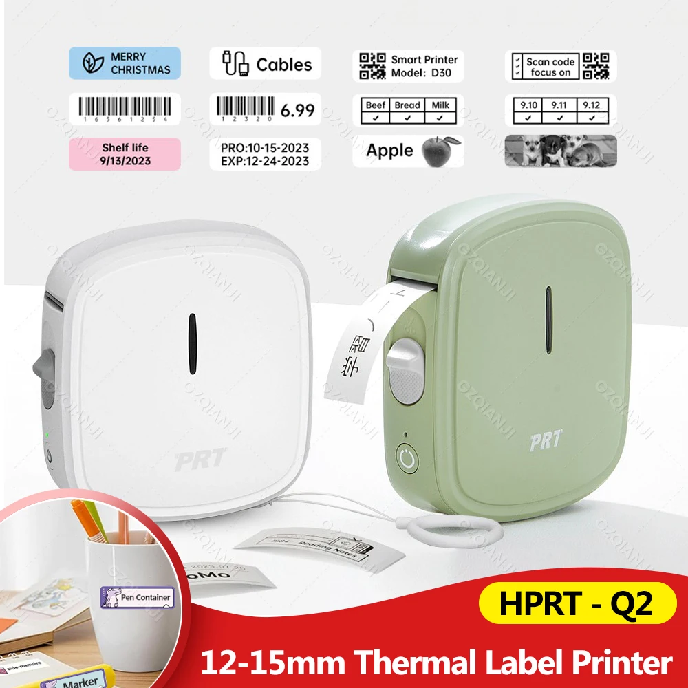 

HPRT Q2 Мини-принтер этикеток Bluetooth Карманная наклейка Самоклеящаяся этикетка Цена Логотип Штрих-код 12-15 мм Печать Та же, как D110 D11
