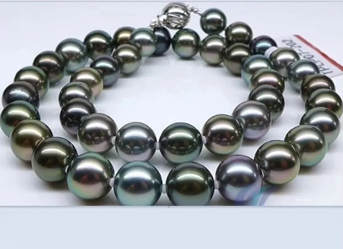 

Suberb Huge 18"12-14mm Genuine Black Peacock Round Pearl Necklace Women Jewelry Wedding Party Gift 925 Sterling Silver