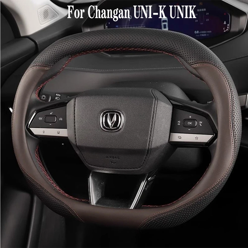 For Changan UNIK UNI-K 2023 2024 Accessories Car Steering Wheel Cover Leather Steering Wheel Anti-slip Decor Protection