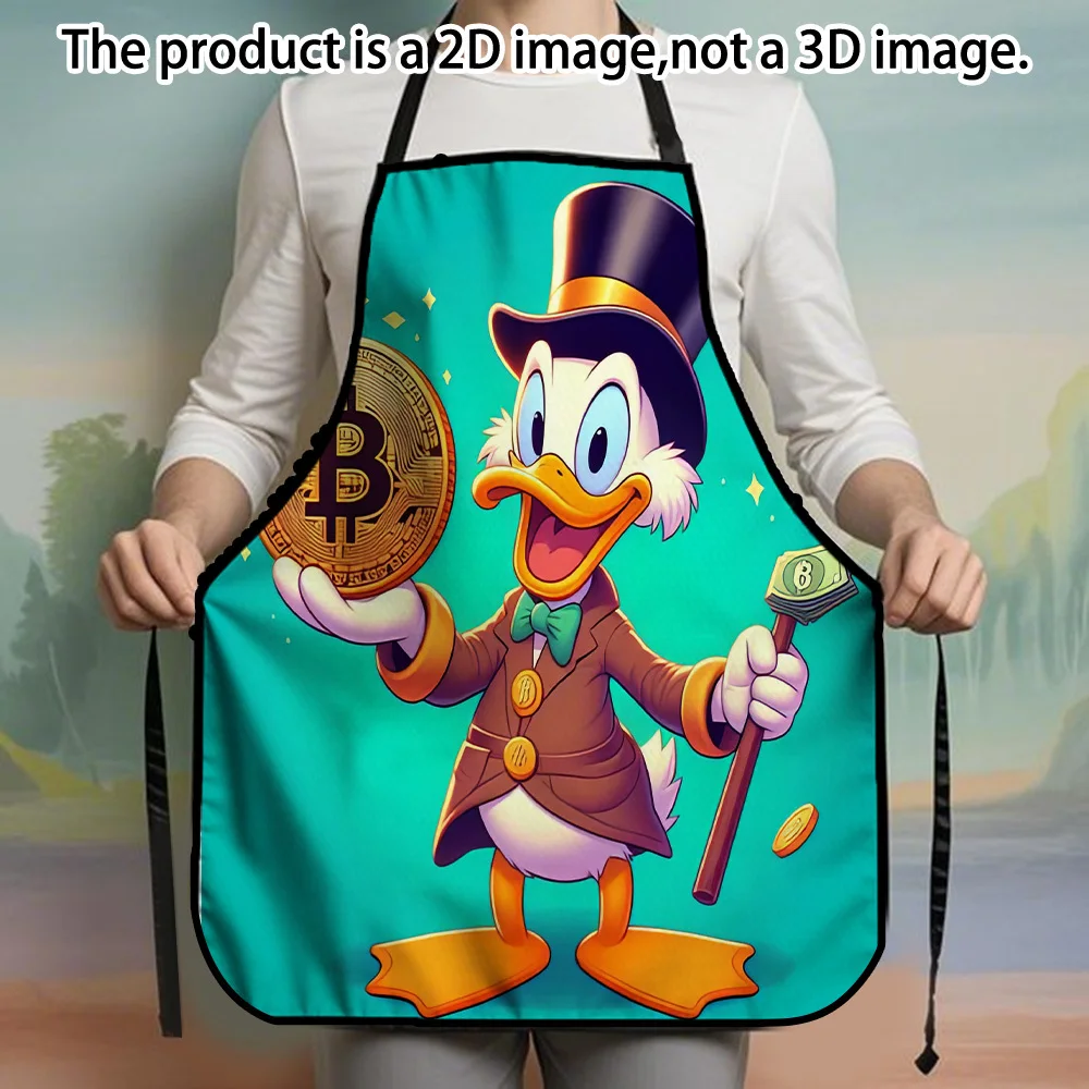 Delantal Disney Goofy Mickey Mouse de 1 pieza, dorado con símbolos de Bitcoin y dólar, perfecto para manualidades, hornear, pintar, cocina y limpieza del hogar, suministros de cocina