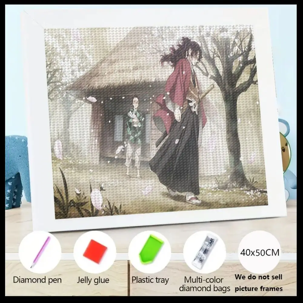 

40x50CM 5D комплект алмазной живописи аниме японский стиль красное кимоно фигурка Алмазная вышивка искусство DIY ремесленный набор с алмазной ручкой, Je