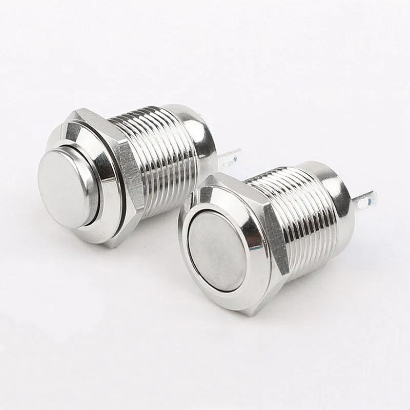 1 PCS,12mm Panel Hole,Metal Push Button Switch,High Head 2 Pin,Mini Round,Momentary/Locking,Electrical Equipment,1NO,3A 250VAC