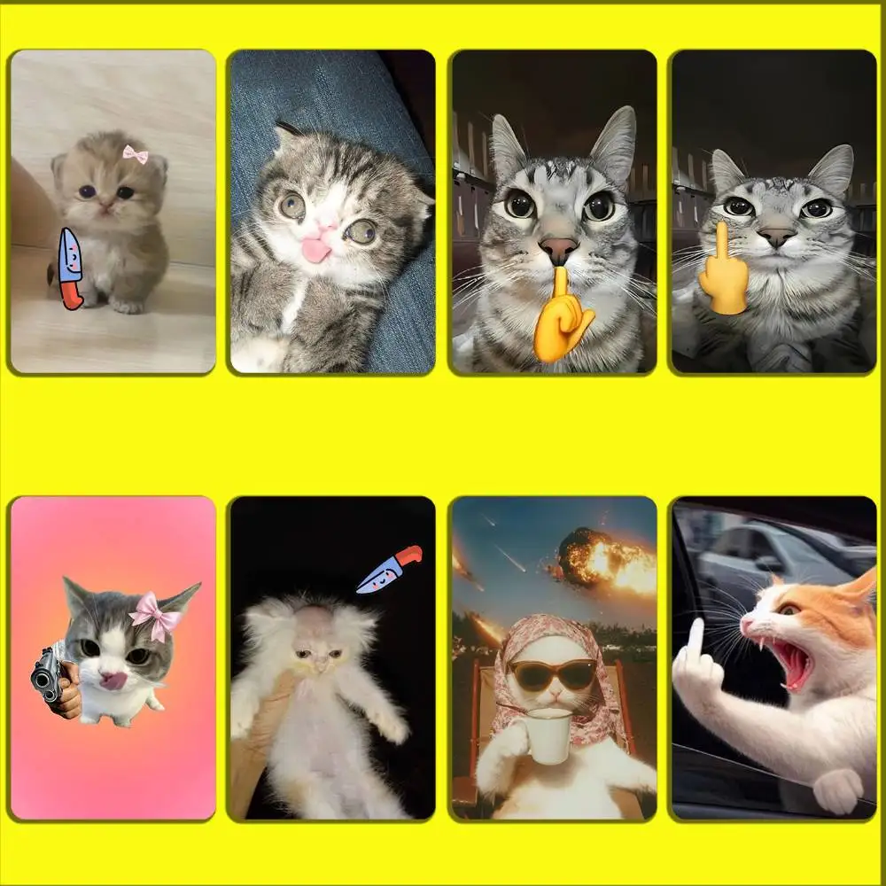 

Cute Funny Cat Cats Card Stickers For Debit Bank Credit Cards Metro Bus Pass Sticker Decoration Cover Skin