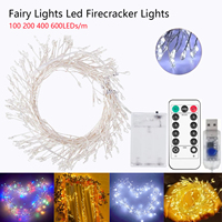 200 400 LEDs/M LED String Firecracker Lights 3AA Battery/USB EU US Plug Kit 3M 6M Remote Control Christmas Wedding Party Decor