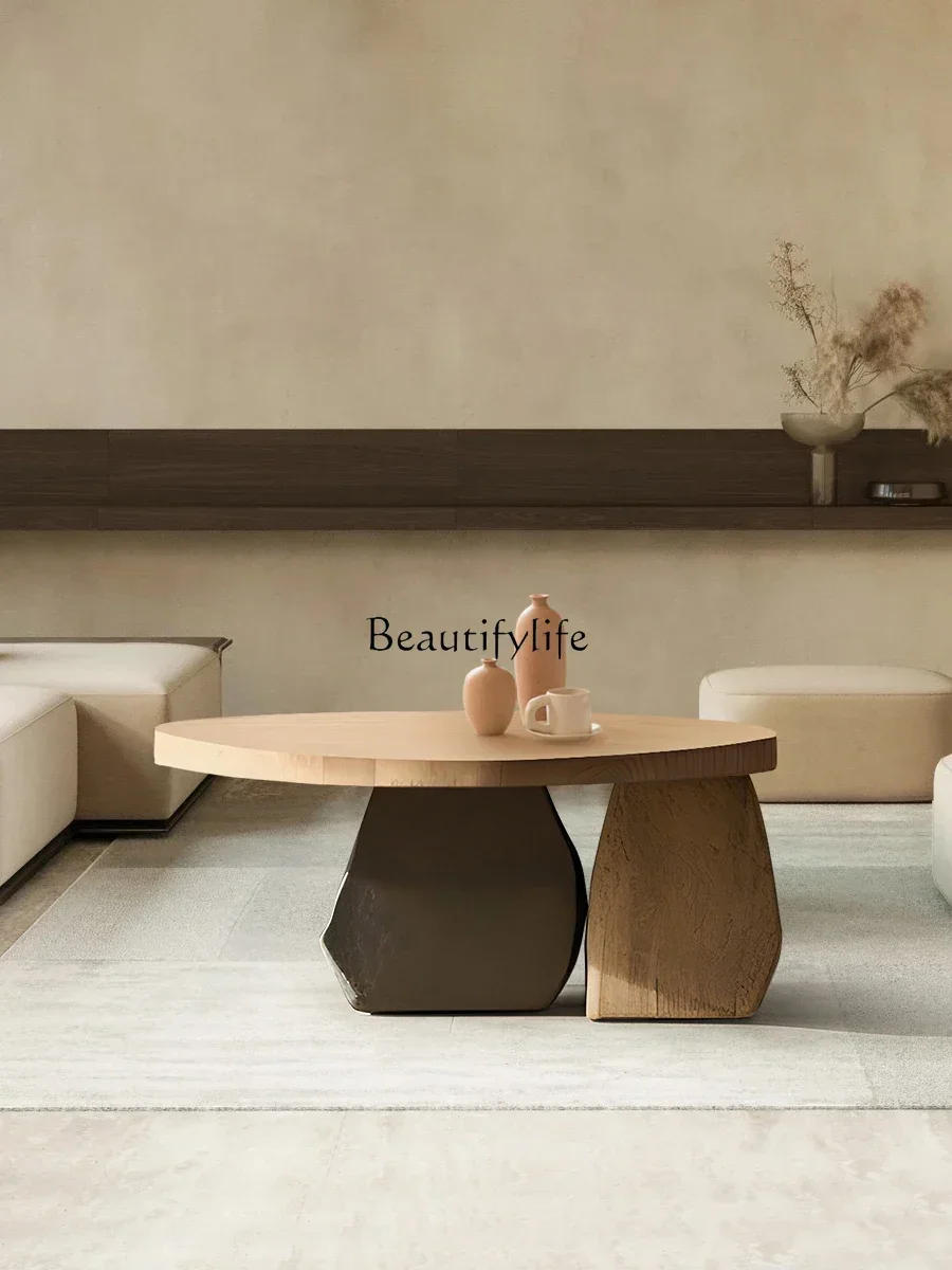 

02ls 18Wabi Sandy Wind Retro Solid Wood Coffee Table Homestay Japanese Simple Wind Art Tea Table Premium Sense