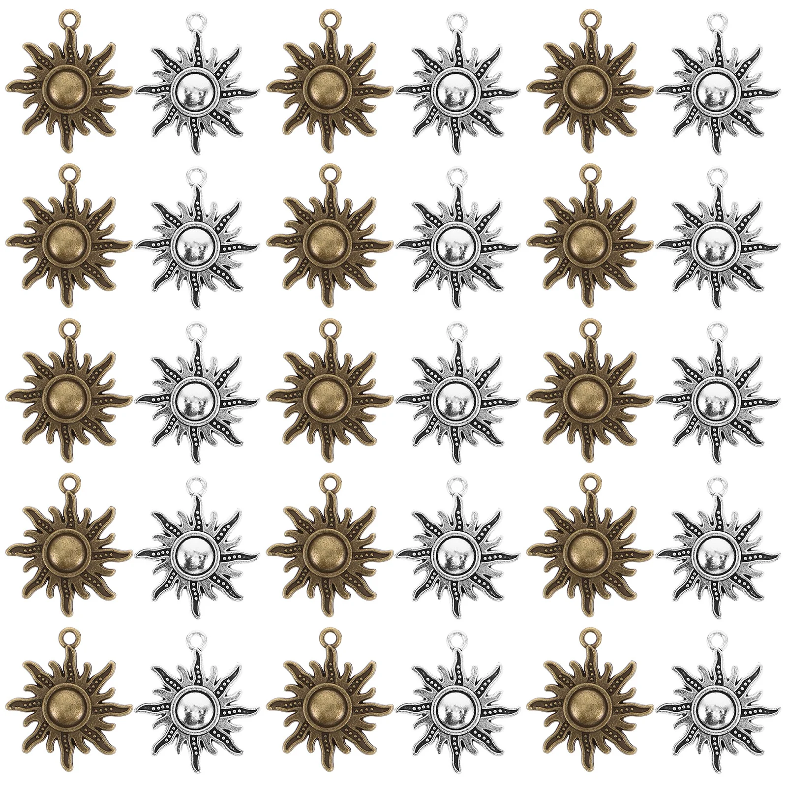 

40Pcs Vintage Alloy Sun Charms Retro Celestial Pendants for Jewelry Making Necklace Bracelet Earring Craft Supplies