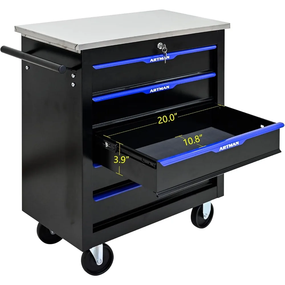 5 Drawers Tool Cart on Wheels,Lockable Multifunctional Rolling Tool Chest with Storage Box,Drawers Rolling Tools Trolley Case fo