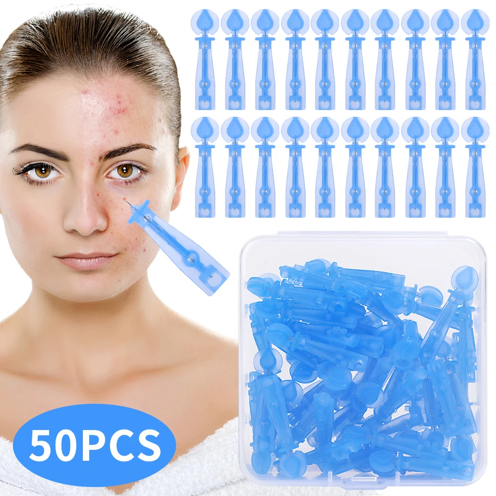 Agulhas estéreis descartáveis de aço inoxidável, espinhas, removedor de cravo, acne, beleza, cuidados com a pele, ferramentas de limpeza facial