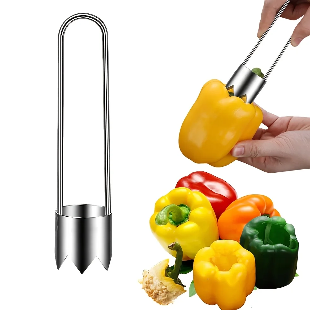 Stainless Steel Corers Portable Core Remover Fruit and Vegetable Core Extractor Kitchen Tools for Pitting Chili Peppers Melons