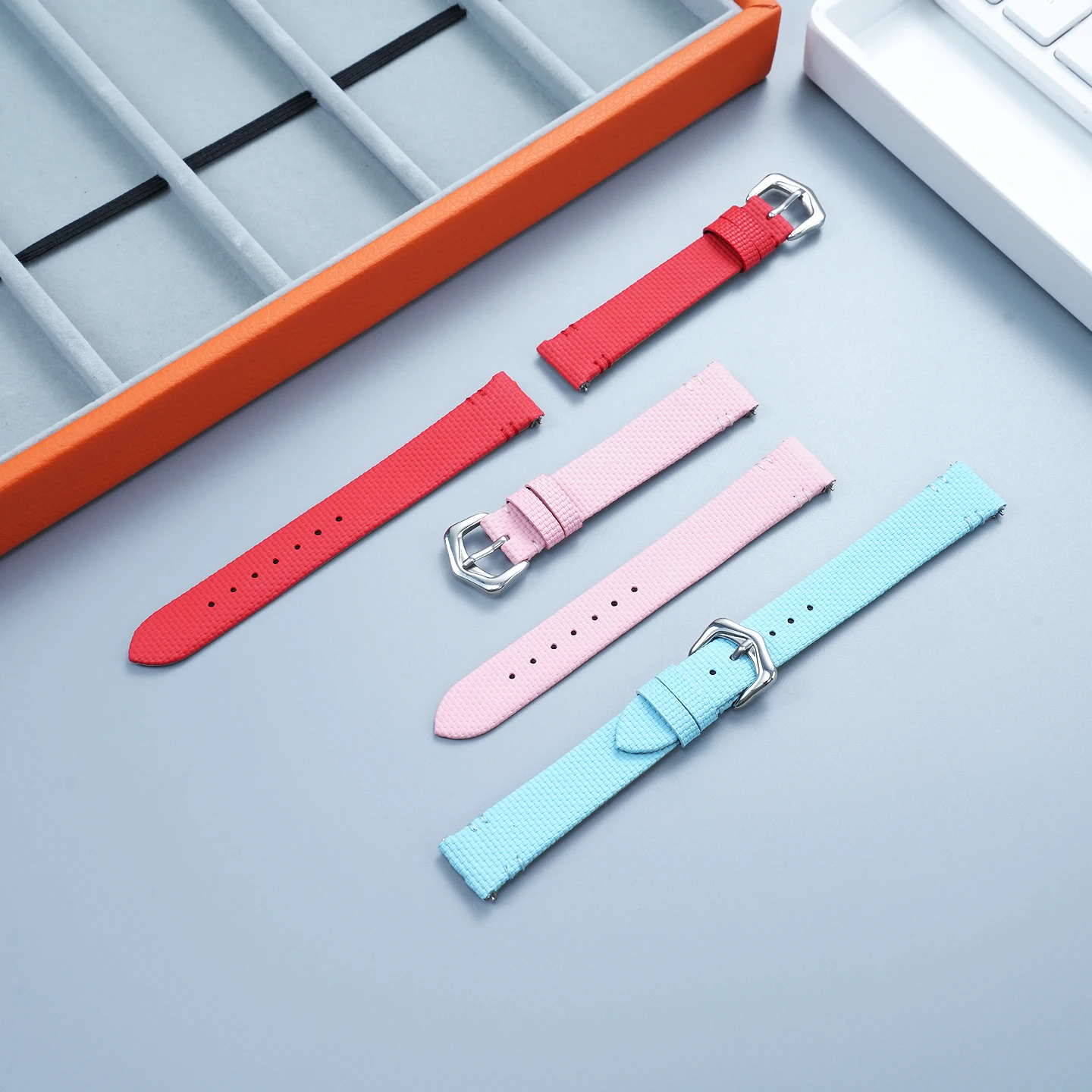 For Cartier Santos Collection Quick-Release FMK Strap for Women W2SA0033 WSSA0082 Fluor rubber and genuine leather strap, 16 mm