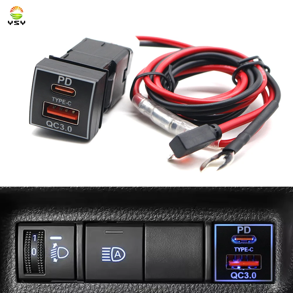 YSY 1 шт. QC3.0 USB-зарядка с разъемом для быстрой зарядки TYPE-C для Toyota Camry Carola TS-07-C YSY 1 шт. QC3.0 USB-зарядка с разъемом для быстрой зарядки TYPE-C для Toyota Camry Carola TS-07-C