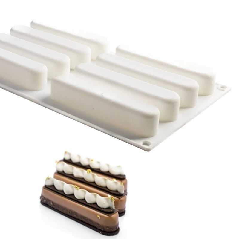 New Candle Molds 8 Lightning Puff Mousse Cake Mold Long Strip French Dessert Decoration DIY Baking Appliances