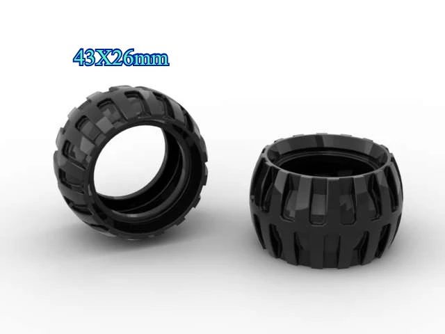 4pcs 61481 43x26mm Tire & 56145 Rim Set - MOC Building Blocks Parts Compatible with Major Brands for Car SUV Vehicle