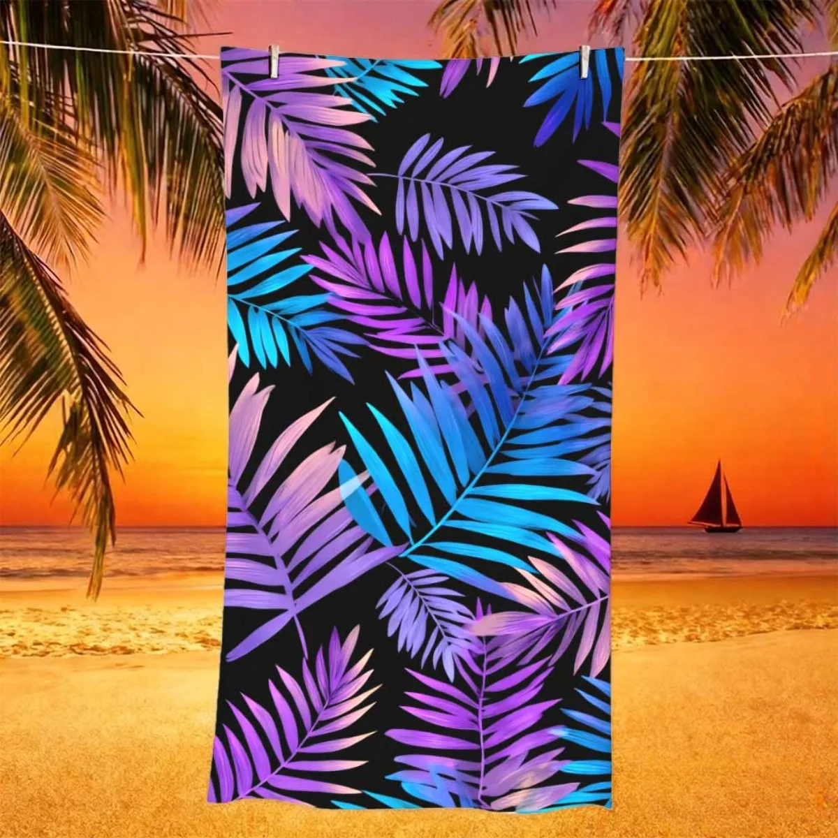 Retro Wood Grain Blue Camper Happy Camper Print Super Absorbent Large Beach Towel Camping Outdoor Pool Travel Towel