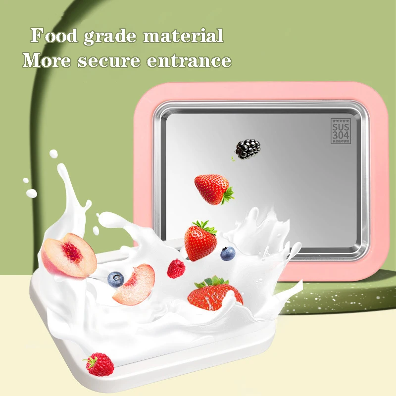 Rolled Ice Cream Machine Stainless Steel Household Easy to Clean with 2 Spatulas for Gelato Frozen Yogurt Homemade Rolled Cream