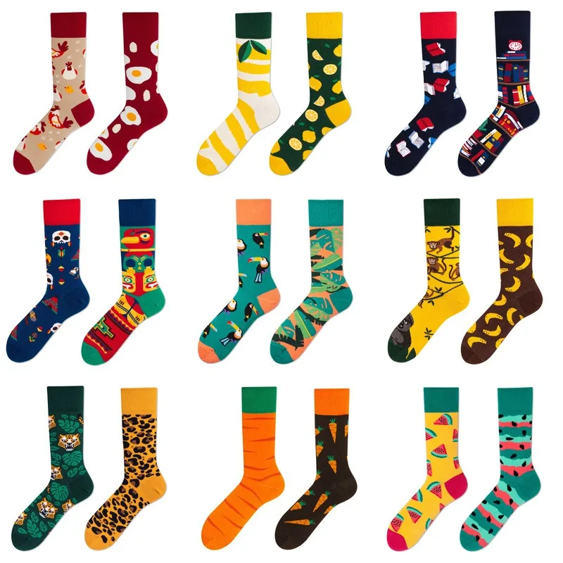 Men Women Novelty Fun Dress Socks Creative Colorful Couple Style AB Fashion Personality Trend Cartoon jacquard Cotton Crew Socks