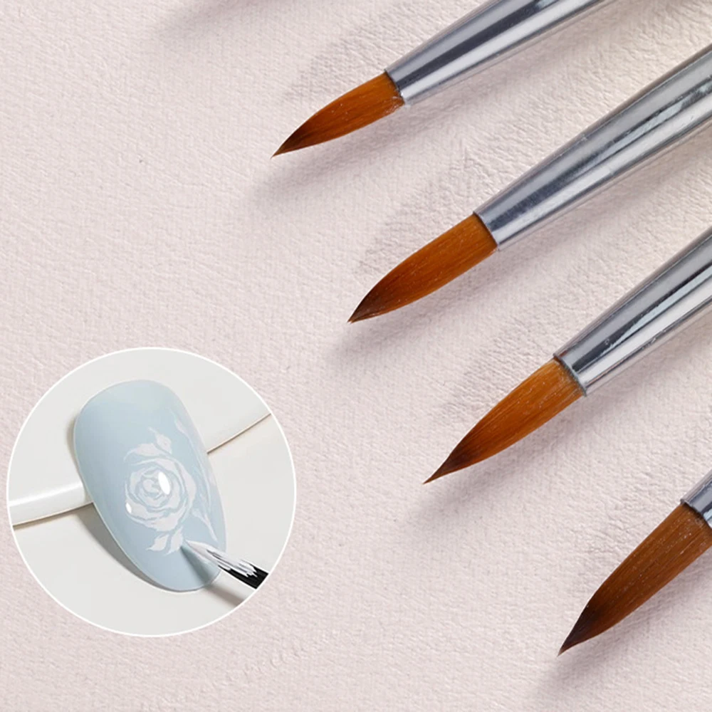 White Heart Nail Acrylic Pen Brush 17/19/21mm Acrylic Application Brushes Nail Powder Extension Carving DIY Manicure Supplies