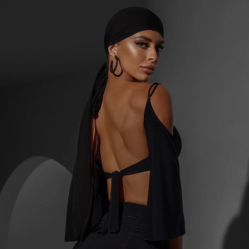 Latin Dance Hairband For Women Black Lace Head Scarf Bandage Latin Dance Accessories Rumba Cha Cha Practice Ornament DNV17996