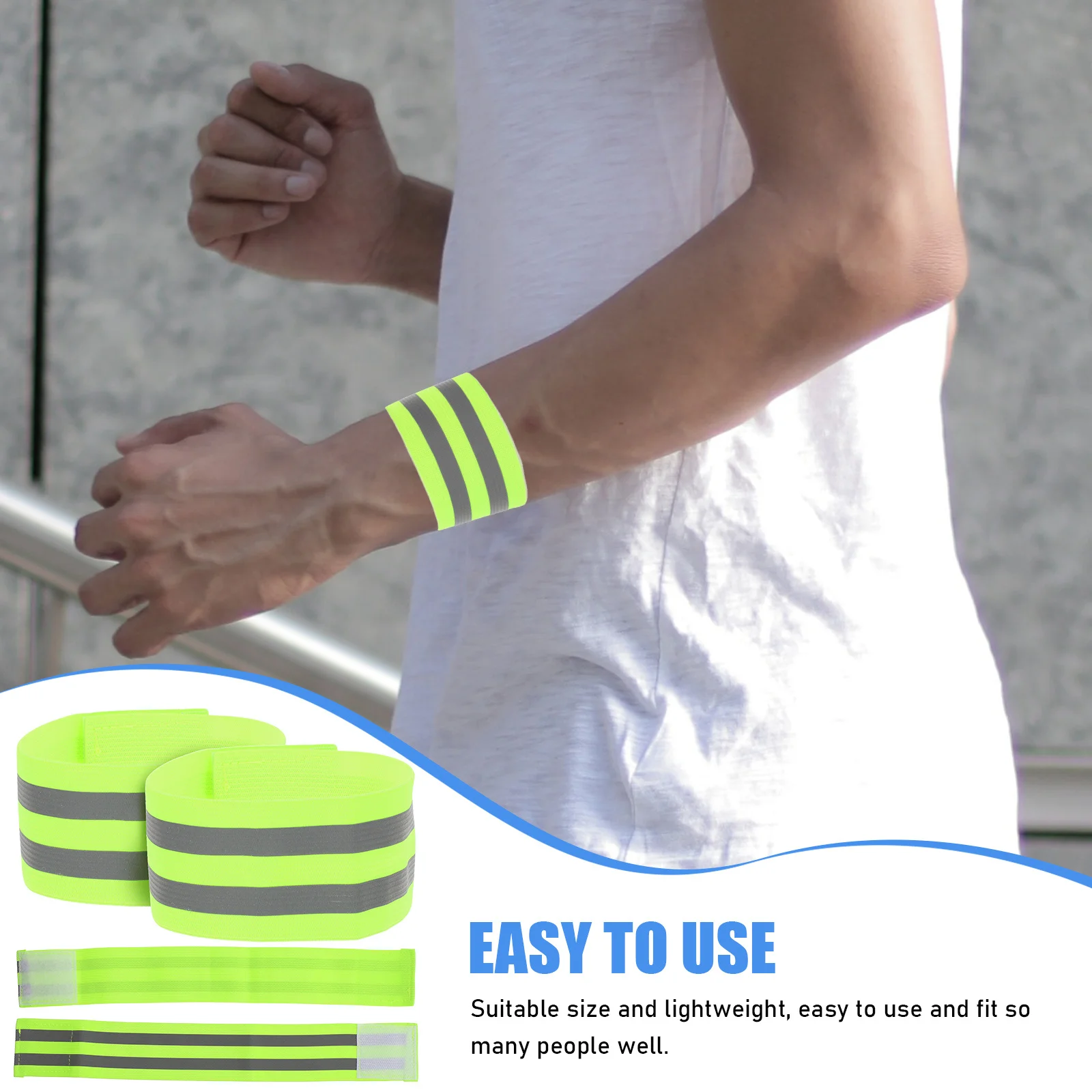 

4Pcs High Visibility Reflective Wristbands for Night Running Cycling Walking Safety Reflective Tape for Clothing