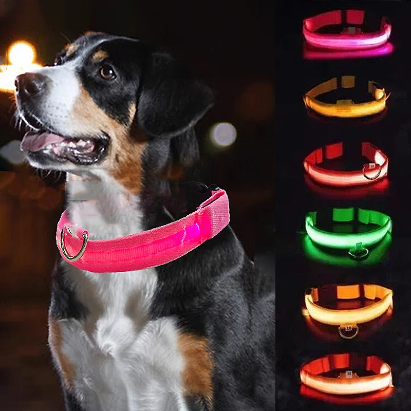 LED Glowing Dog Collar Adjustable USB Rechargeable Luminous Collar For Cats Dogs Night Anti-Lost Collar Pet Products Accessories