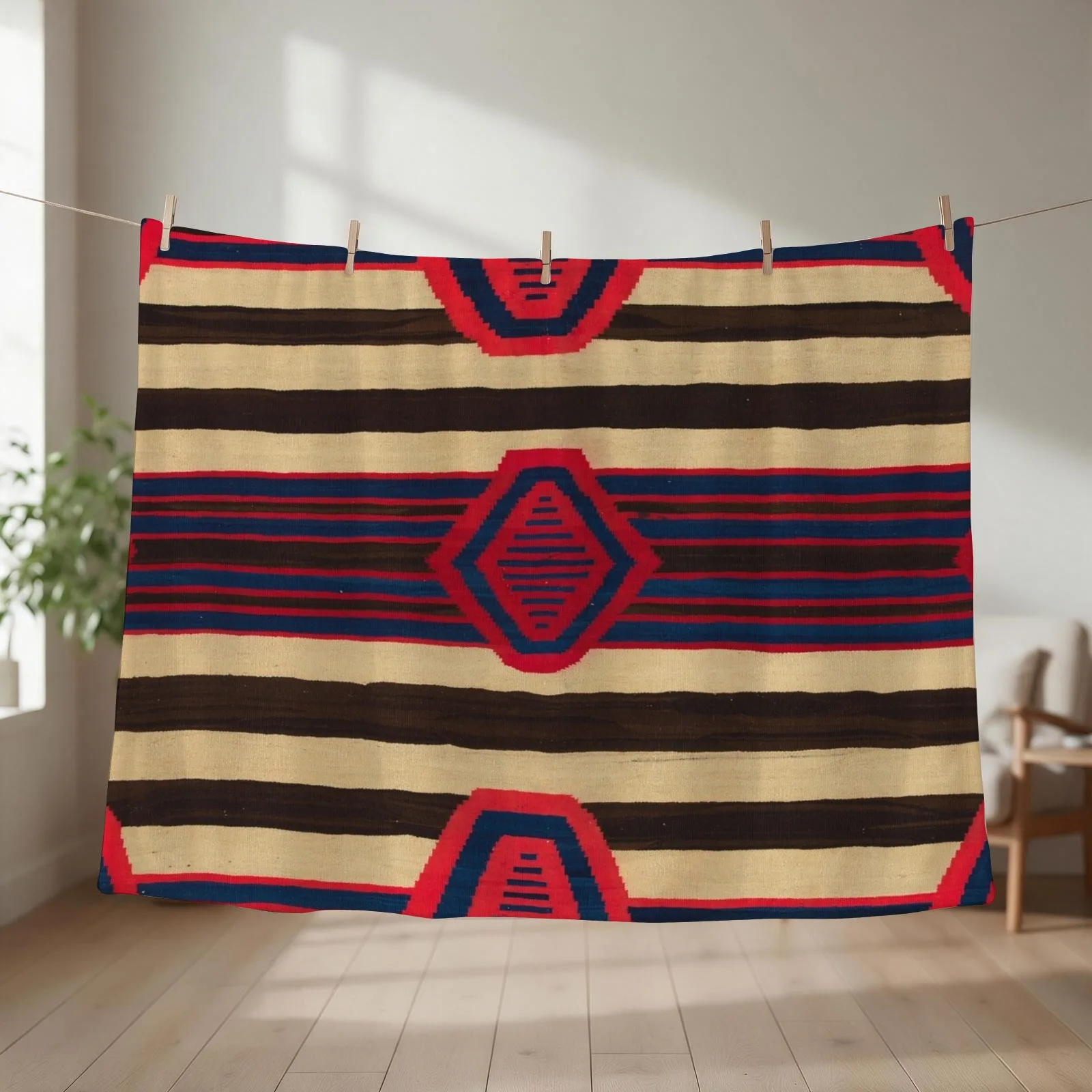 Indigenous Designs I Chief's blanket Navajo Weavings Throw Blanket couch cozy soft plush fuzzy picnic outdoor blanket
