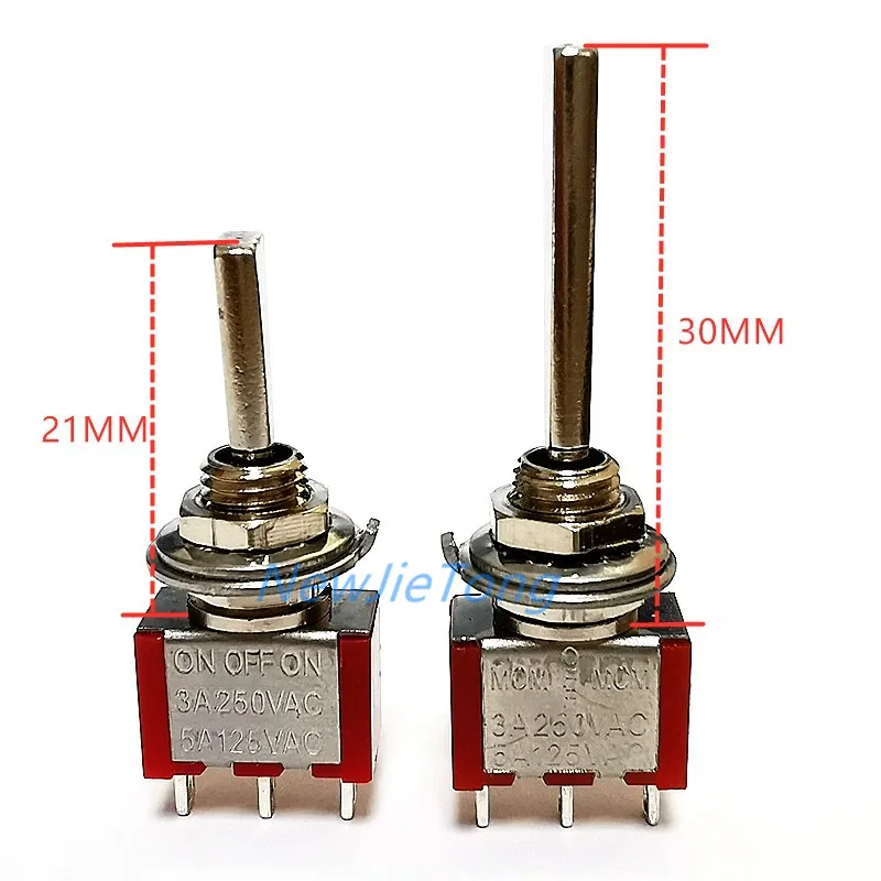 1pc flat lidar com 6mm montagem em painel mini interruptor de alternância 3/6 pinos 2/3 posições sobre fora no bloqueio momentâneo rc modelo