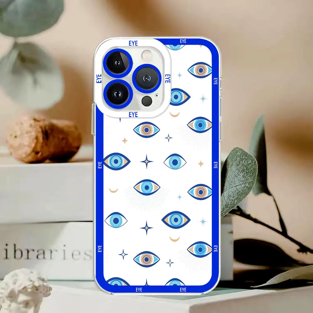 Fashion Lucky Eye Blue Evil Eye Print Clear Phone Case For Xiaomi Redmi Note 13 12 12S 11 11T 11S 10 9 10S 9S 9T 8 Max Plus Case