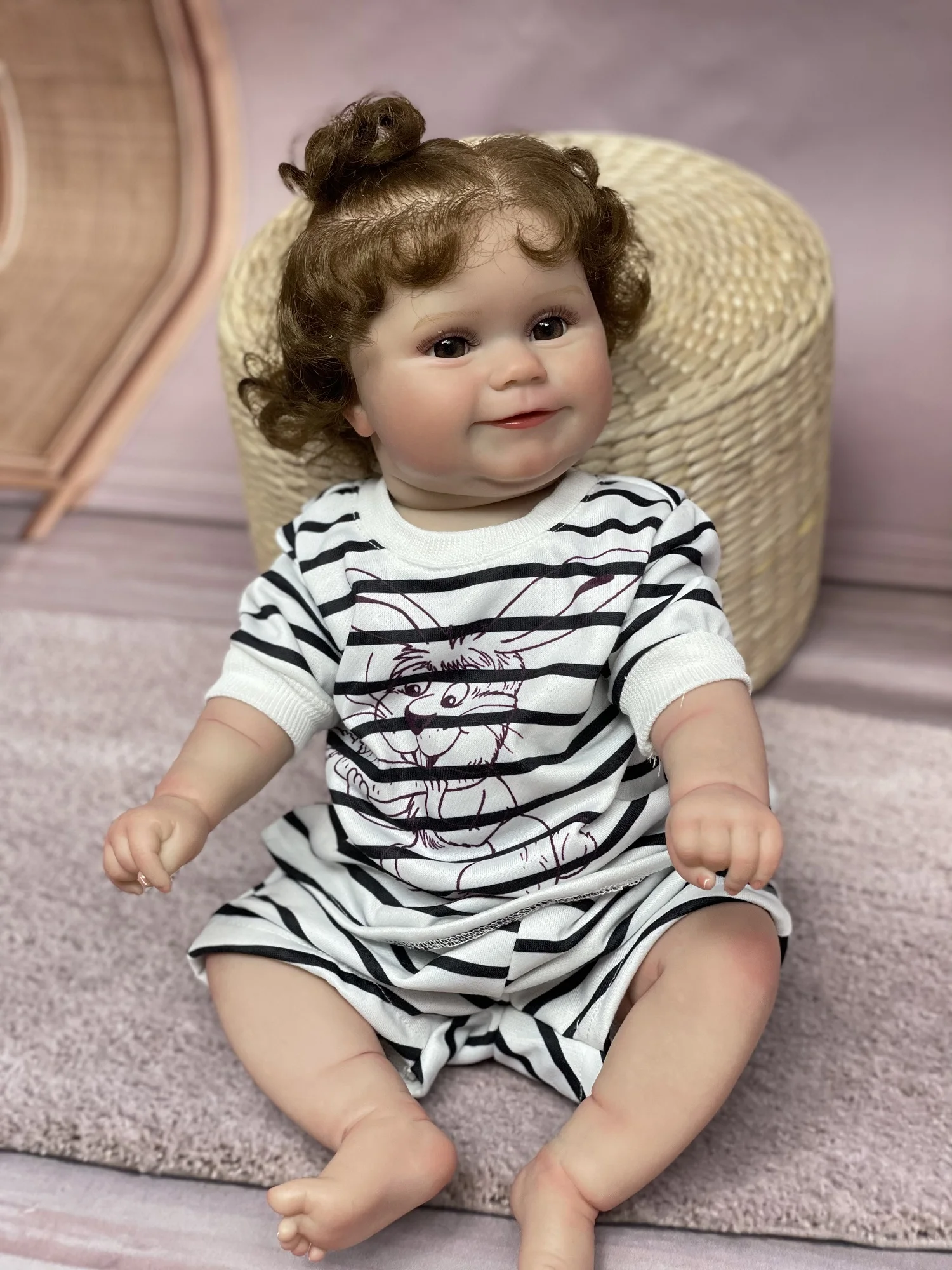 Maddie Bebe Reborn 소녀, 3D 페인트 피부, 전신 비닐, 실물 같은 실제 인형, 18-20 인치 방수