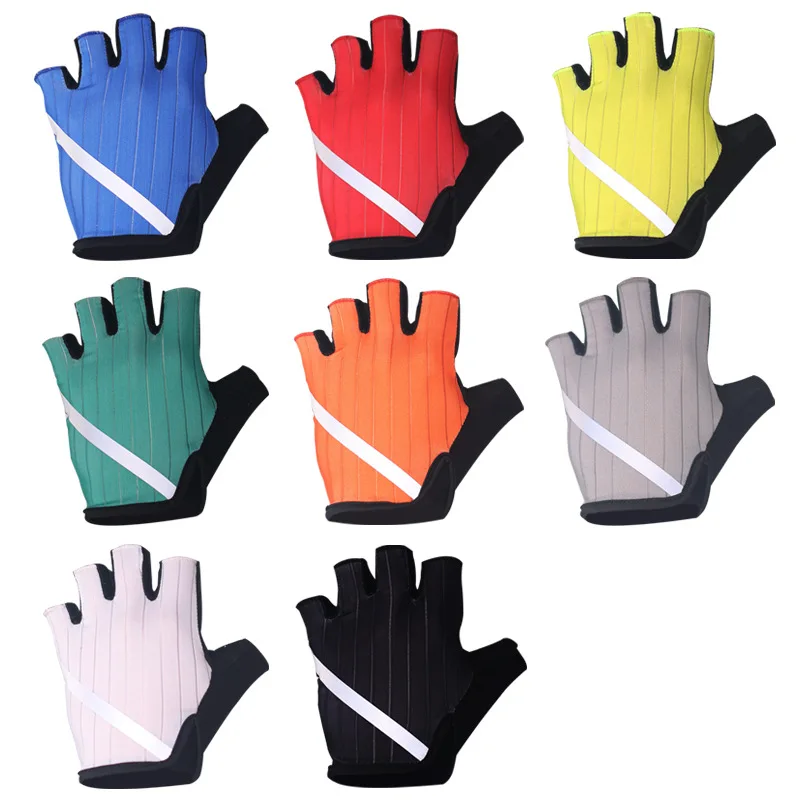 Guantes reflectantes de medio dedo para montar en bicicleta, guantes de equipo DH transpirables con absorción de impacto para verano y exteriores