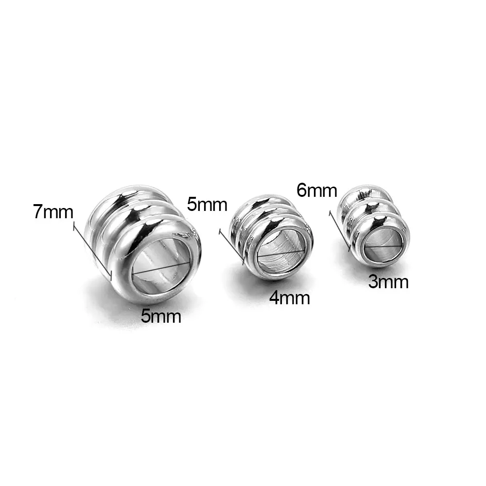 20Pcs Stainless Steel Silver Color Tube Beads Big Hole Spacer Beads for DIY Jewelry Making Charm Connector Wholesale