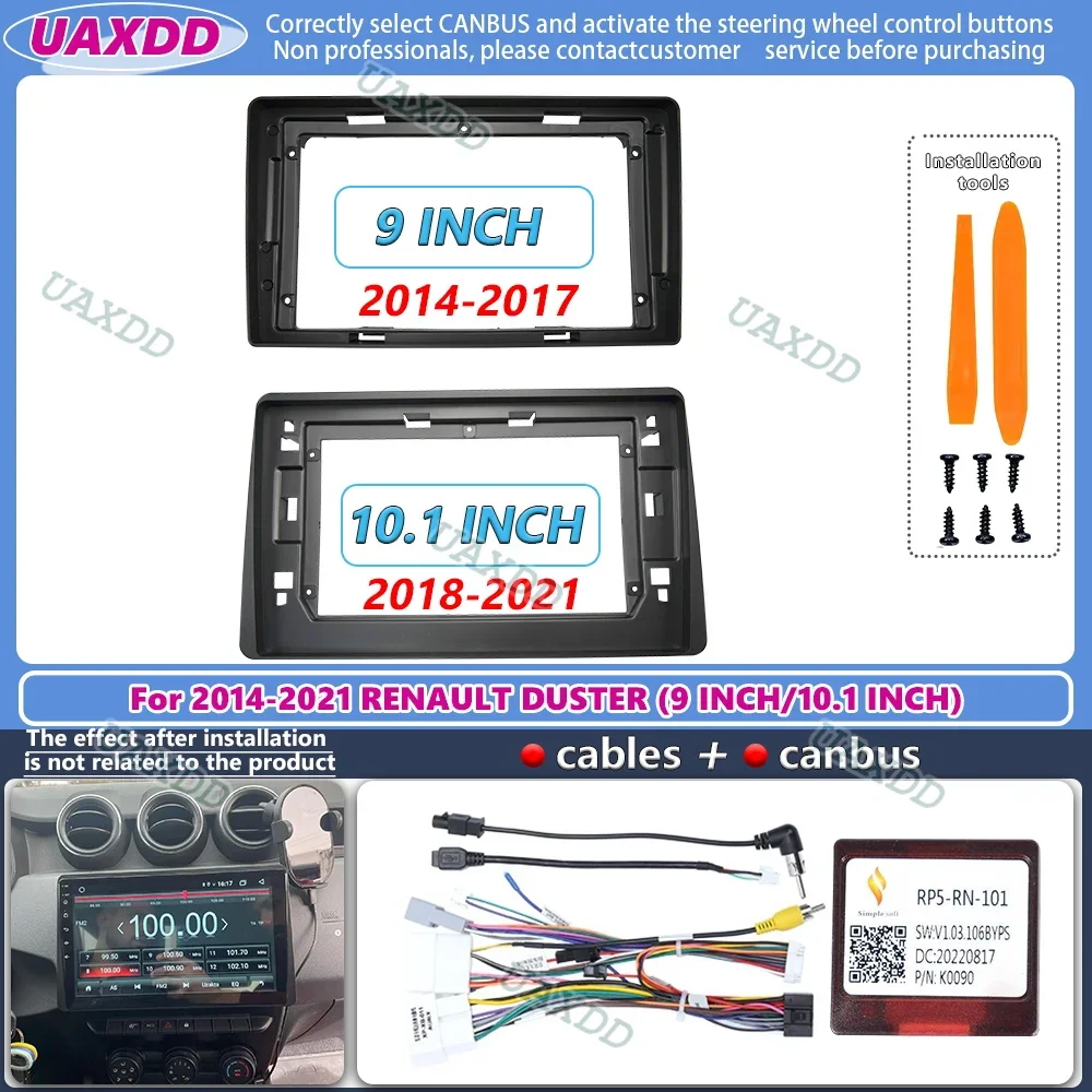 9 10.1INCH Car Stereo Big Screen 2Din Fascia Frame For Renault Duster 2014-2021 Audio Dash Fitting Panel Frame Kit cable canbus