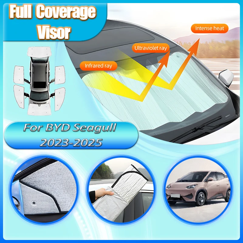 

Sunshades For BYD Seagull 2025 Accessories Dolphin Mini Surf Atto 1 2023 2024 Windshield Side Window Visor Covers Protect Parts