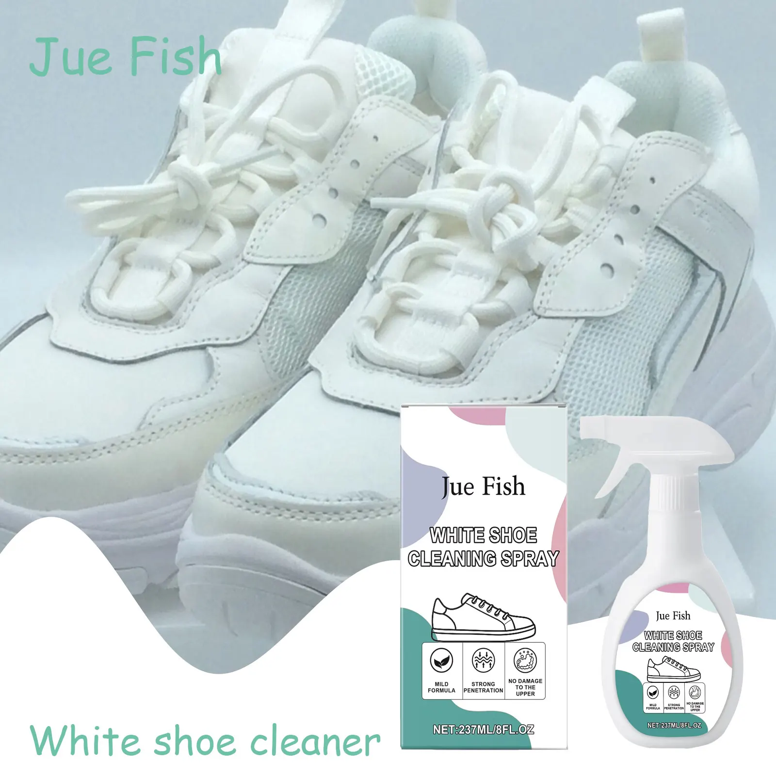 

JUE FISH White Shoe Cleaning Spray Effectively Break Down Stubborn Stains and Restore the Shoe Surface to Be As Clean As New