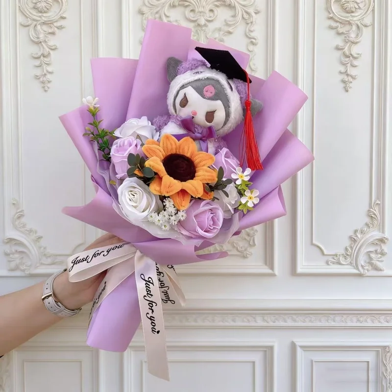 Cartoon Anime Series Hellokitty Kulomi Plush Toys Creative Graduation Bouquet Children\'s Day Birthday Graduation Gifts For Kids